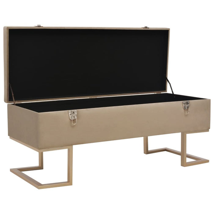 Banchetă cu un compartiment de depozitare bej 105 cm catifea - WALTI WALTI