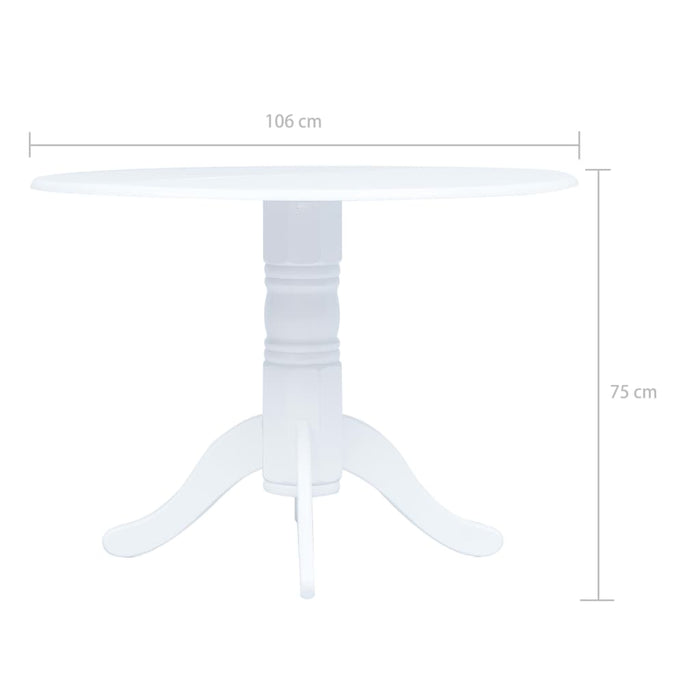 Masă de bucătărie, alb, 106 cm, lemn masiv de hevea WALTI