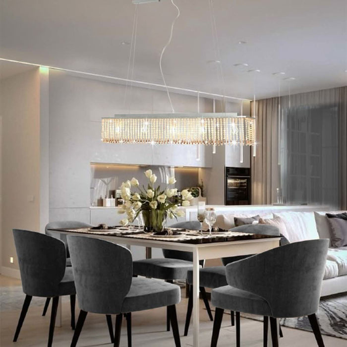 Lustră cu mărgele de cristal, argintiu, 104 cm, E14 - WALTI WALTI