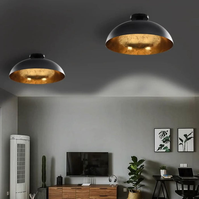 Lustre, 2 buc., negru și auriu, semisferic, E27 - WALTI WALTI