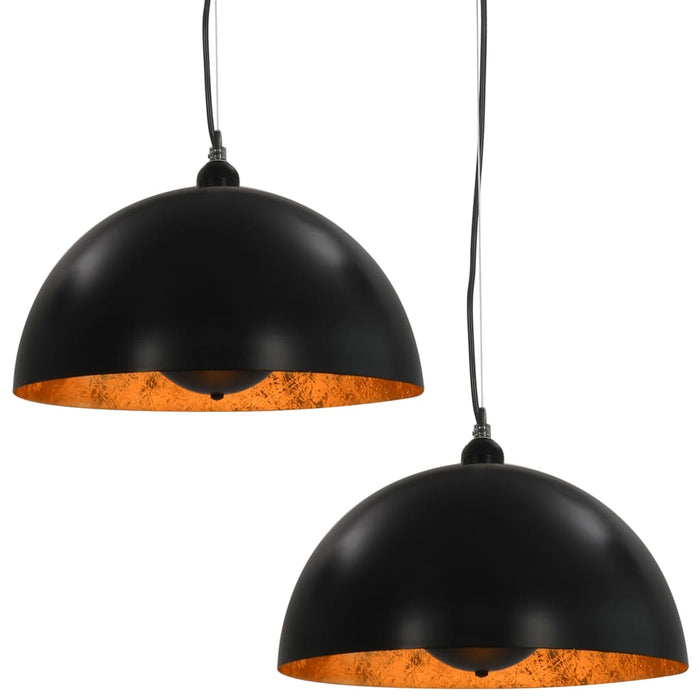 Lustre, 2 buc., negru și auriu, semisferic, 40 cm, E27 - WALTI WALTI