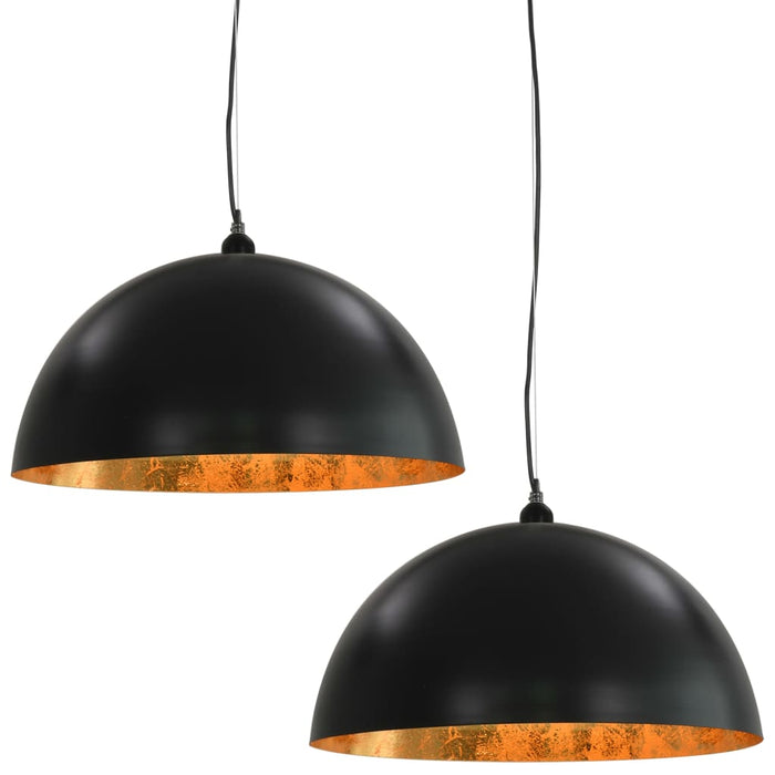 Lustre, 2 buc., negru și auriu, 50 cm, semisferic, E27 - WALTI WALTI