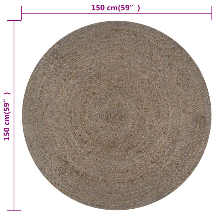 Covor manual, gri, 150 cm, iută, rotund - WALTI WALTI