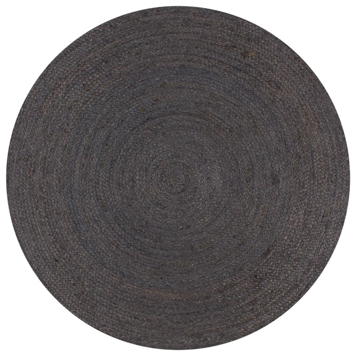 Covor manual, gri închis, 120 cm, iută, rotund - WALTI WALTI