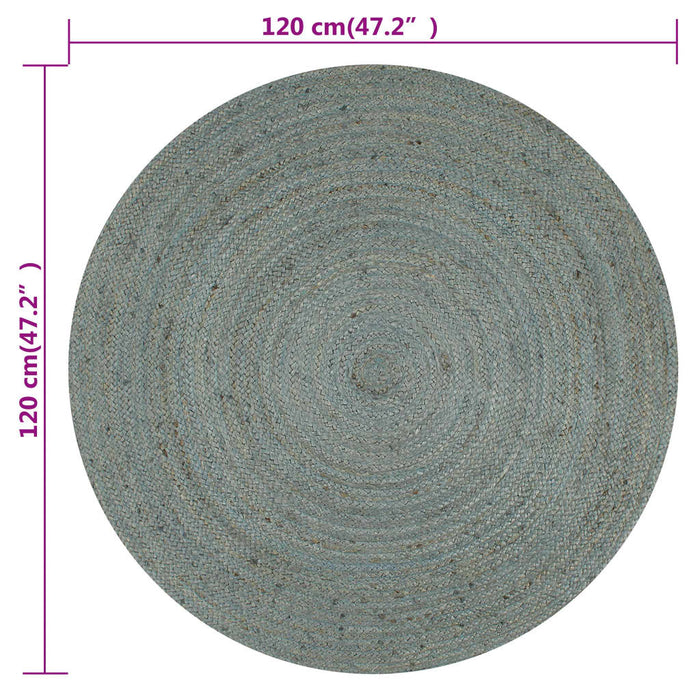 Covor manual, verde măsliniu, 120 cm, iută, rotund - WALTI WALTI