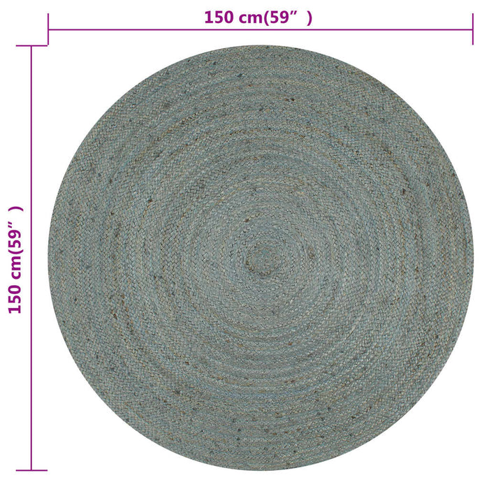 Covor manual, verde măsliniu, 150 cm, iută, rotund - WALTI WALTI