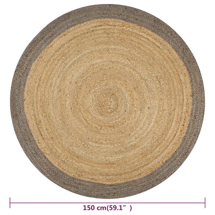 Covor manual cu margine gri, 150 cm, iută - WALTI WALTI