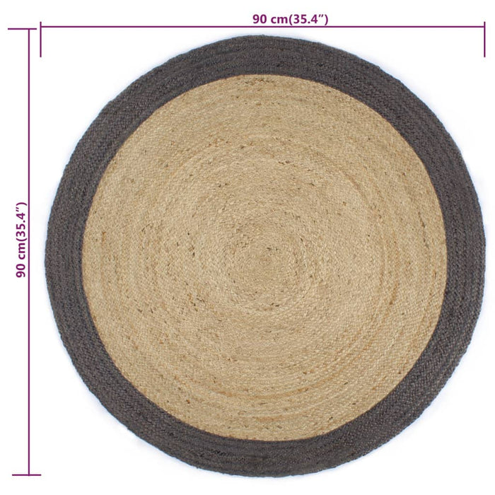 Covor manual cu margine gri închis, 90 cm, iută - WALTI WALTI