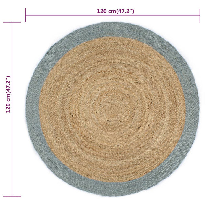 Covor manual cu margine măslinie, 120 cm, iută - WALTI WALTI
