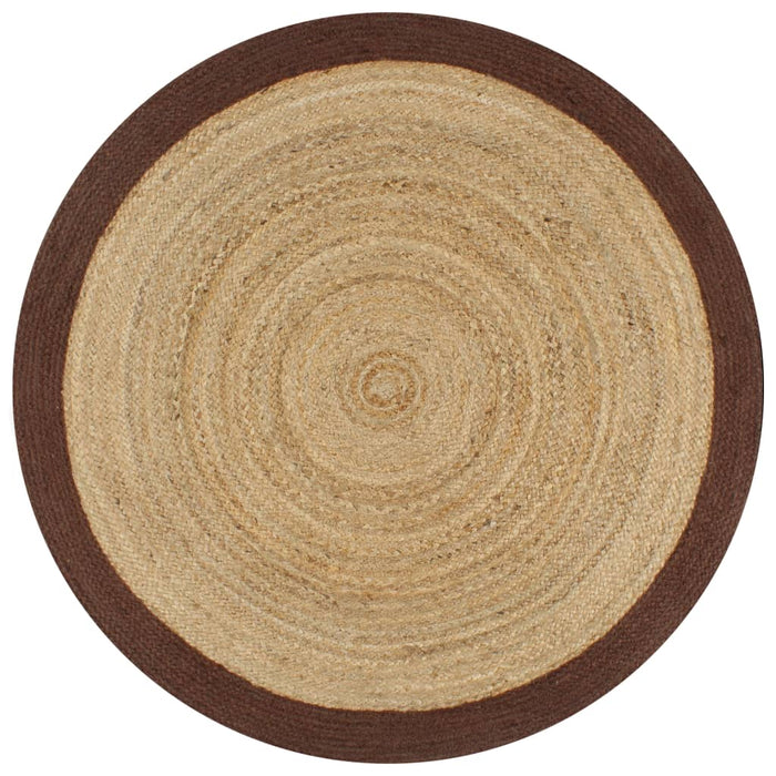 Covor manual cu margine maro, 90 cm, iută WALTI