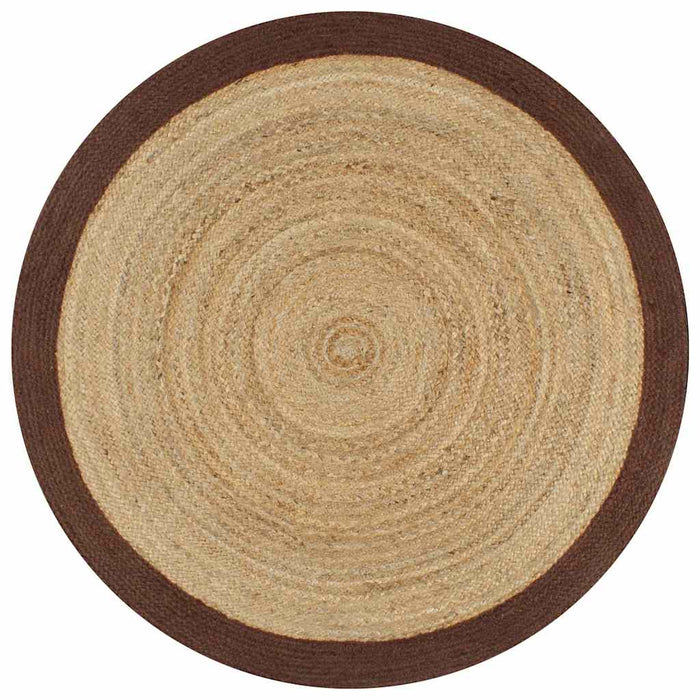 Covor manual cu margine maro, 120 cm, iută WALTI