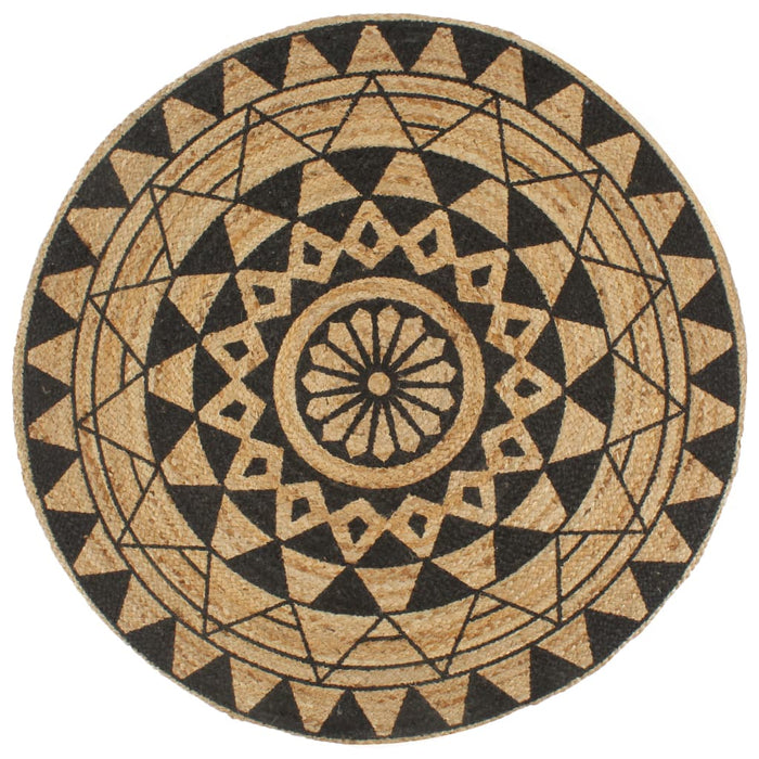Covor manual cu imprimeu negru, 150 cm, iută - WALTI WALTI