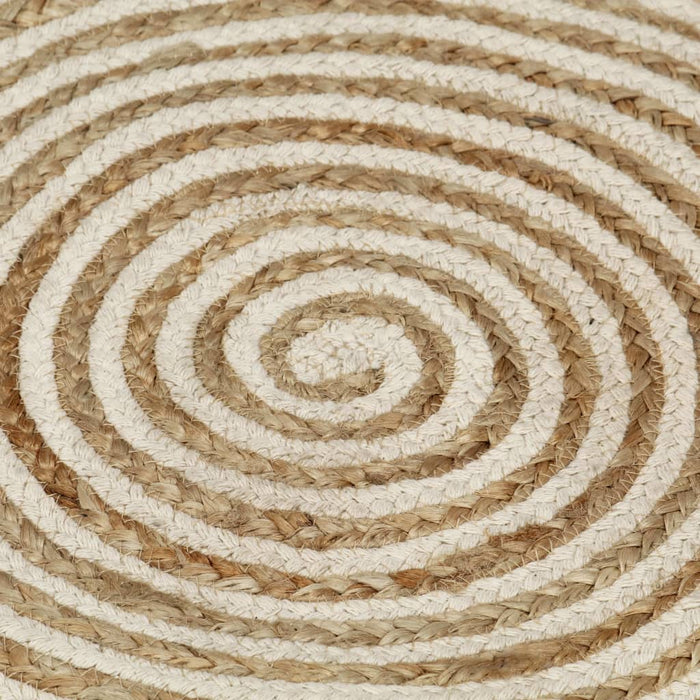 Covor lucrat manual cu model spiralat, alb, 120 cm, iută - WALTI WALTI