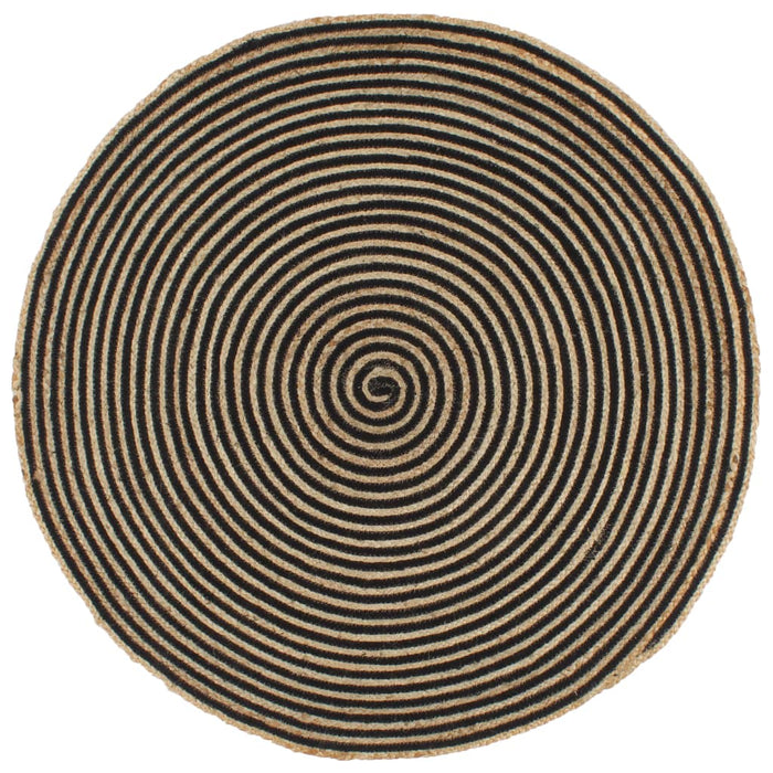 Covor lucrat manual cu model spiralat, negru, 90 cm, iută WALTI