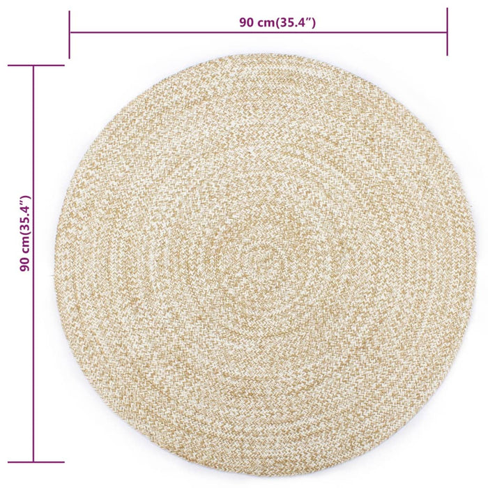 Covor manual, alb și natural, 90 cm, iută - WALTI WALTI