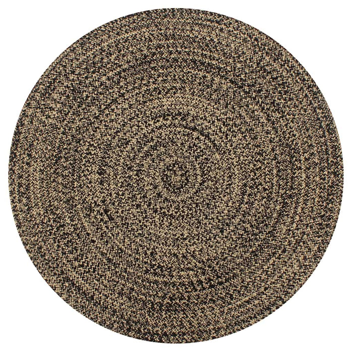 Covor manual, negru și natural, 90 cm, iută WALTI