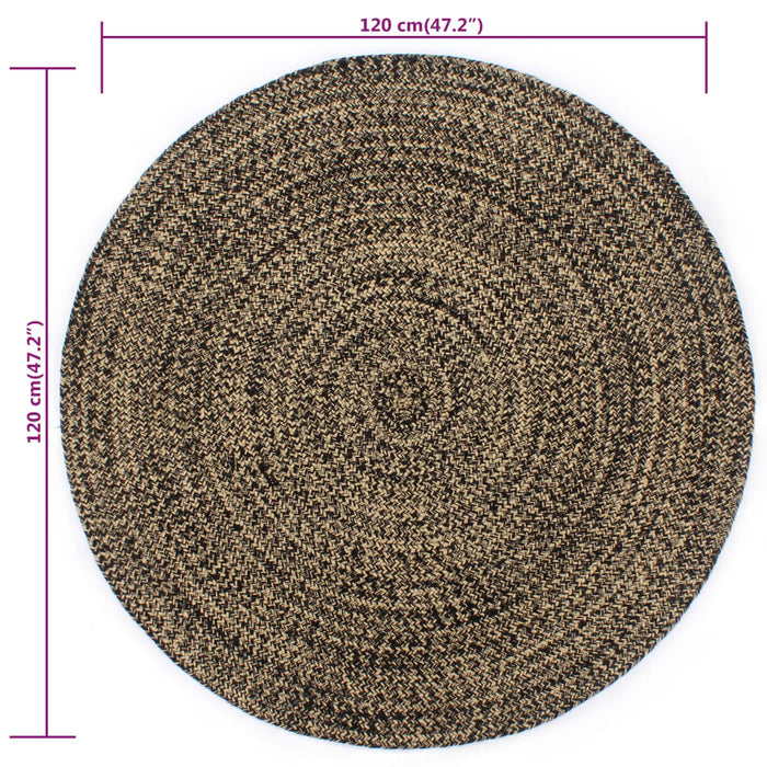Covor manual, negru și natural, 120 cm, iută - WALTI WALTI