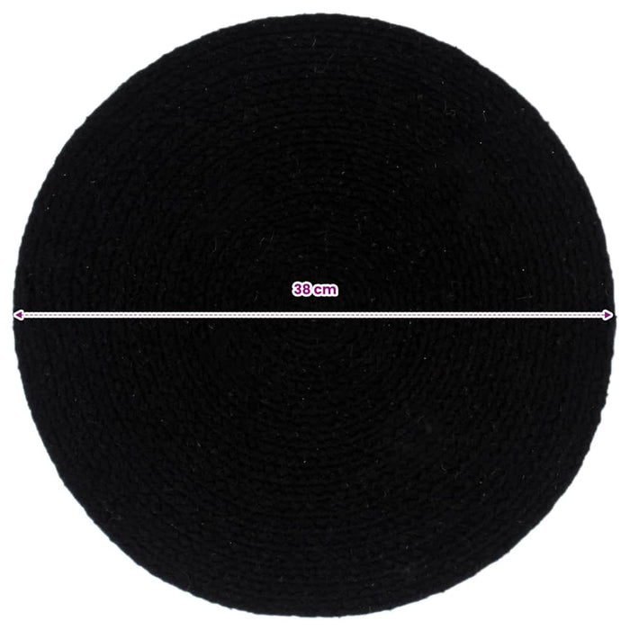 Naproane, 4 buc., negru, 38 cm, bumbac, rotund WALTI