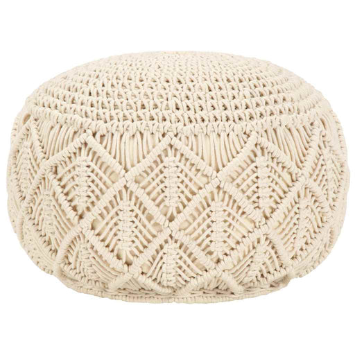 Taburet puf macrame lucrat manual, 45 x 30 cm, bumbac - WALTI WALTI