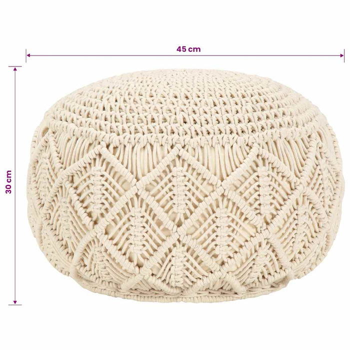 Taburet puf macrame lucrat manual, 45 x 30 cm, bumbac - WALTI WALTI