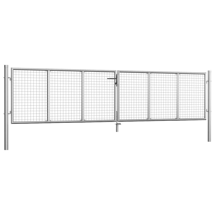 Poartă de grădină din oțel galvanizat, 400x75 cm, argintiu WALTI