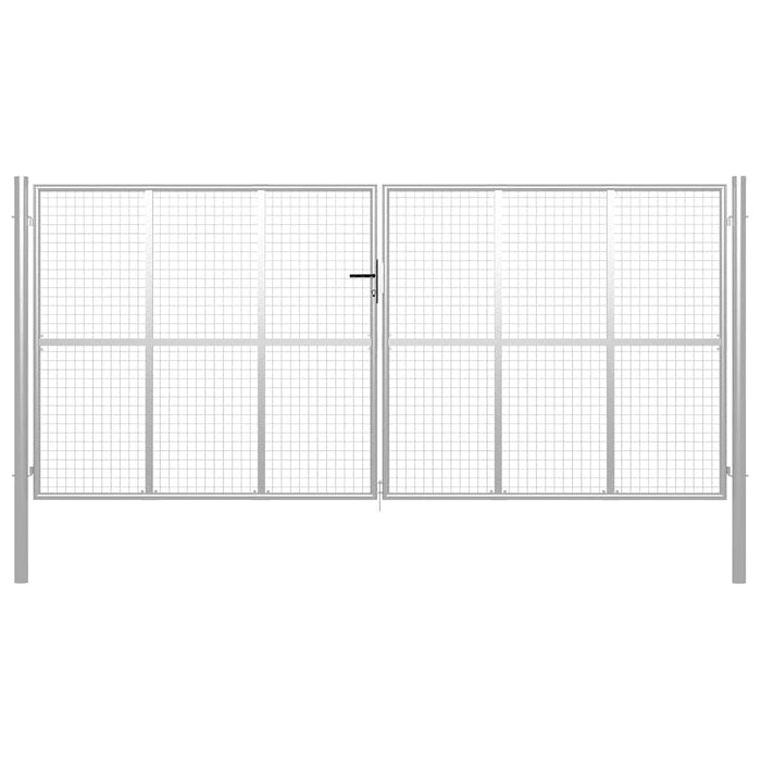 Poartă de grădină din oțel galvanizat, 400x175 cm, argintiu WALTI