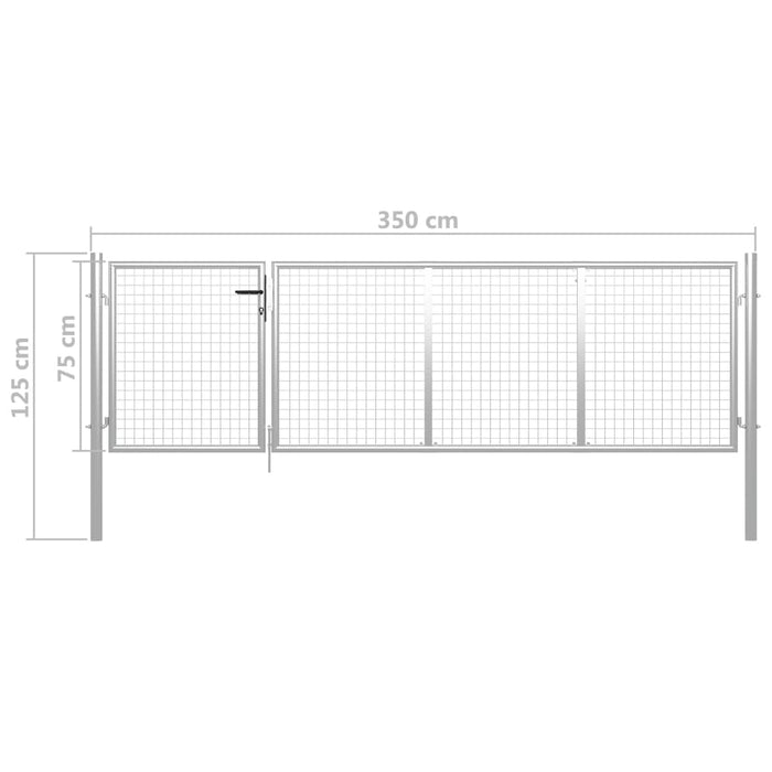 Poartă de grădină, argintiu, 350 x 75 cm, oțel - WALTI WALTI