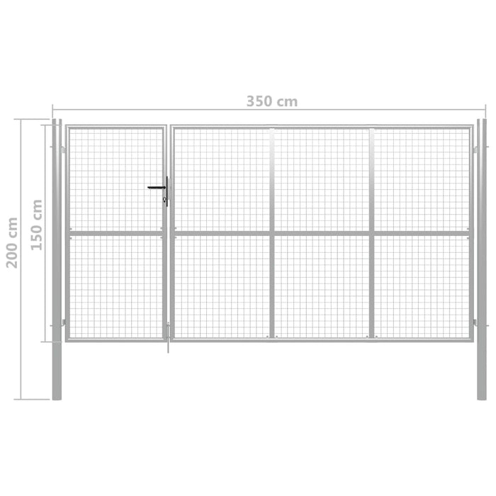 Poartă de grădină, argintiu, 350 x 150 cm, oțel - WALTI WALTI