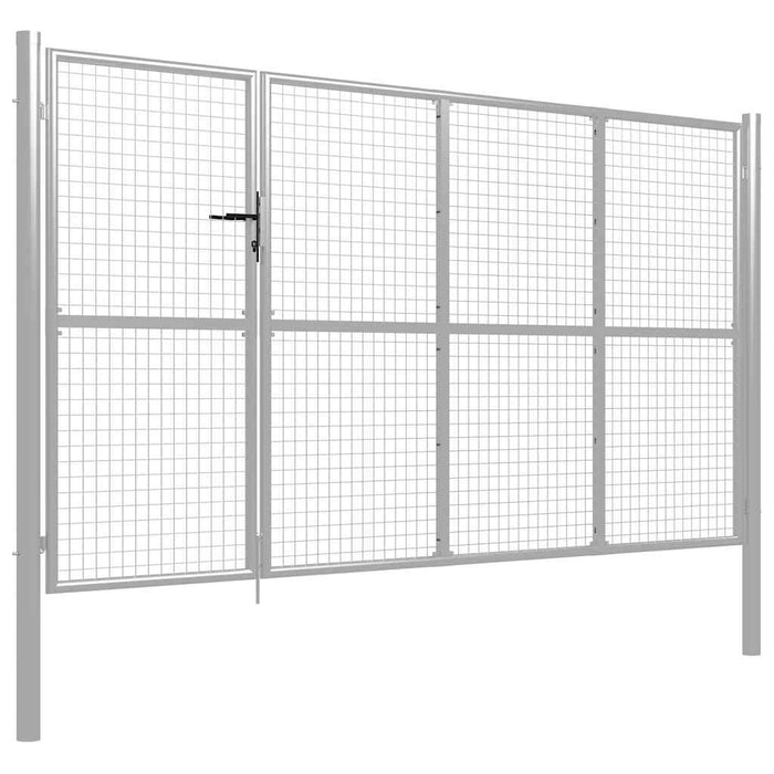 Poartă de grădină din oțel 350x175 cm argintie WALTI