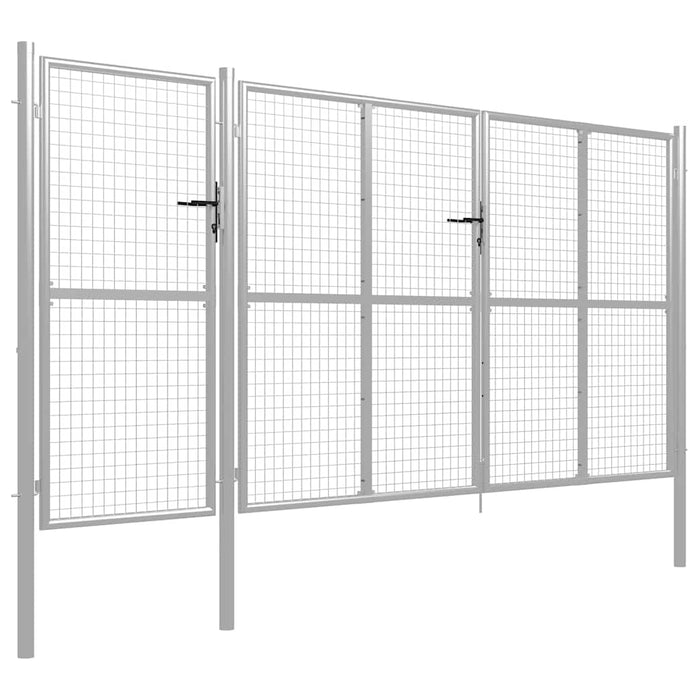 Poartă de grădină din oțel 400x150 cm argintie WALTI