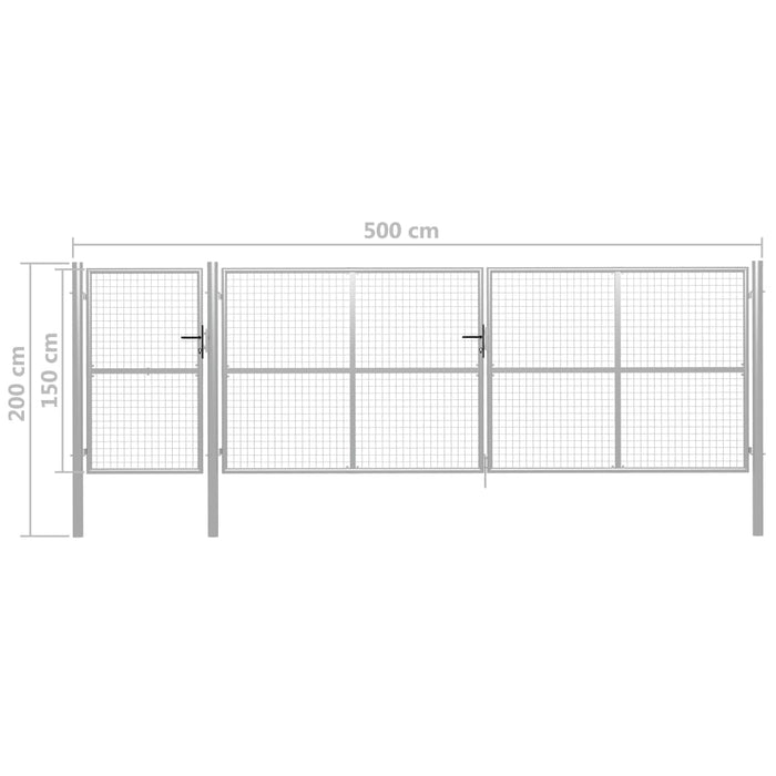 Poartă de grădină, argintiu, 500 x 150 cm, oțel - WALTI WALTI