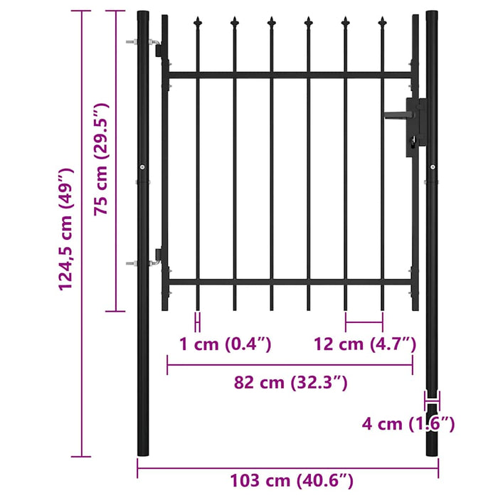 Poartă de gard pentru ușă BOXTEL cu vârf tip suliță 100x75 cm WALTI