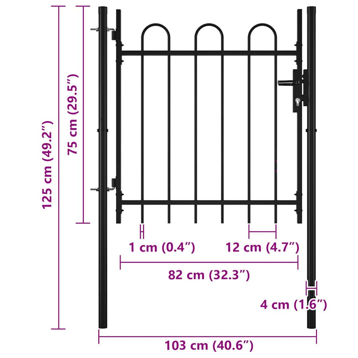 Poartă de gard cu o singură ușă BOXTEL cu capac tip cerc 100 x 75 cm WALTI