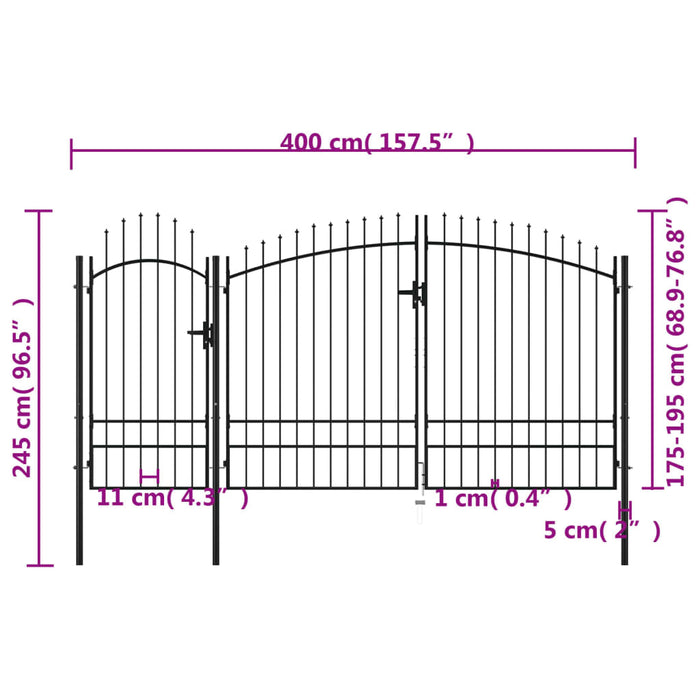 Poartă de grădină, negru, 2,45 x 4 m, oțel - WALTI WALTI