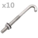 Șurub de fixare tip J cu piuliță și șaibă, M8x100 mm, 25 seturi - WALTI WALTI