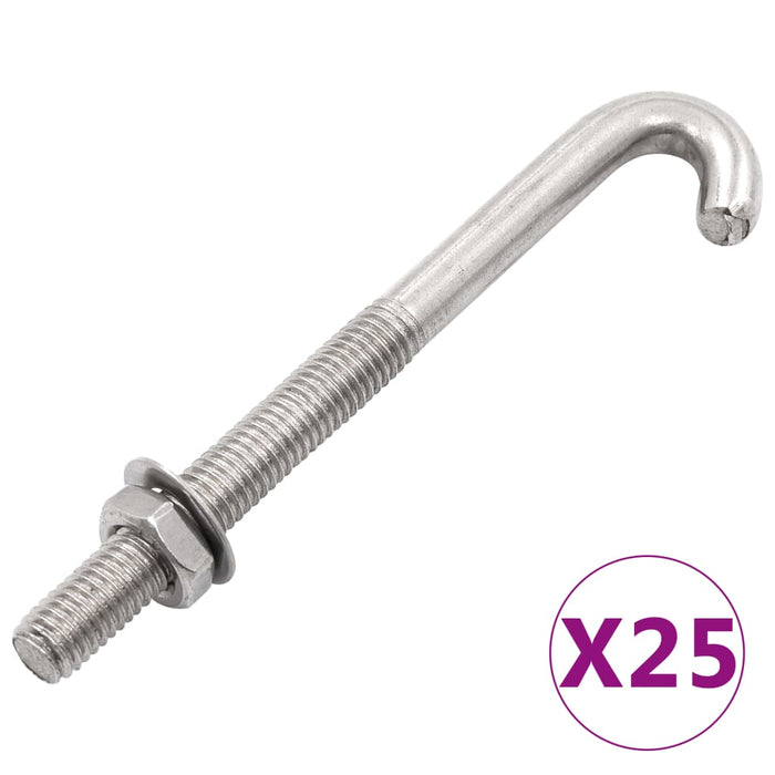 Șurub de fixare tip J cu piuliță și șaibă, M8x120 mm, 25 seturi - WALTI WALTI
