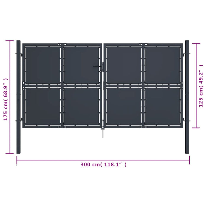 Poartă de grădină, antracit, 300 x 125 cm, oțel - WALTI WALTI