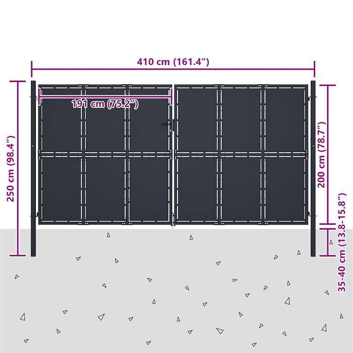 Poartă de grădină din oțel 400x200 cm antracit WALTI