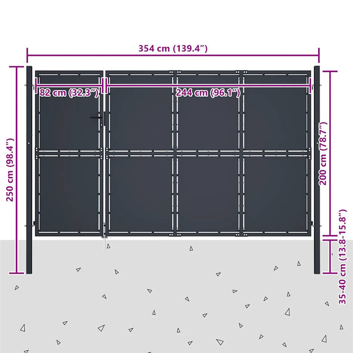 Poartă de grădină din oțel 350x200 cm antracit WALTI