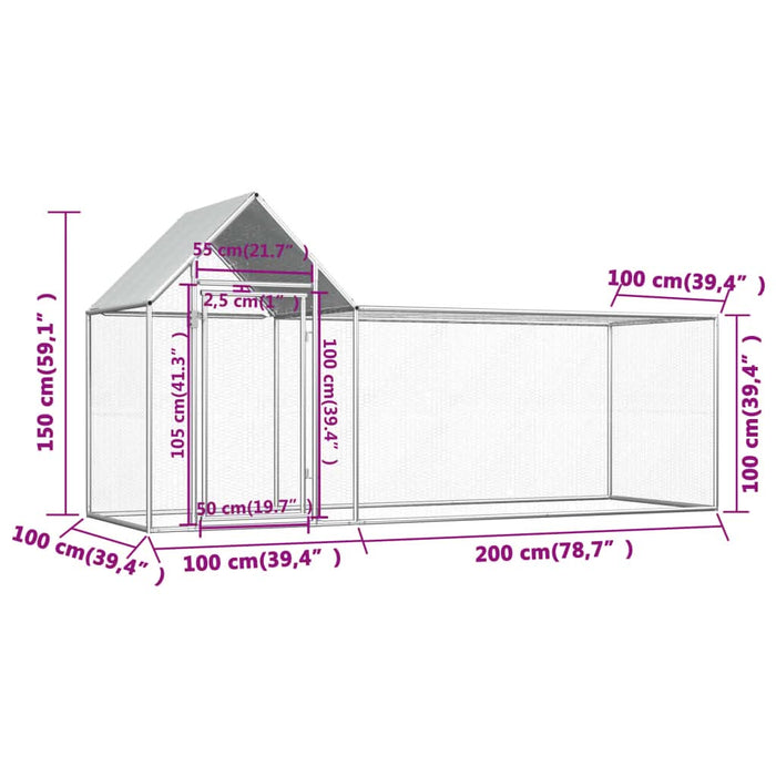 Coteț pentru păsări, 3 x 1 x 1,5 m, oțel galvanizat - WALTI WALTI
