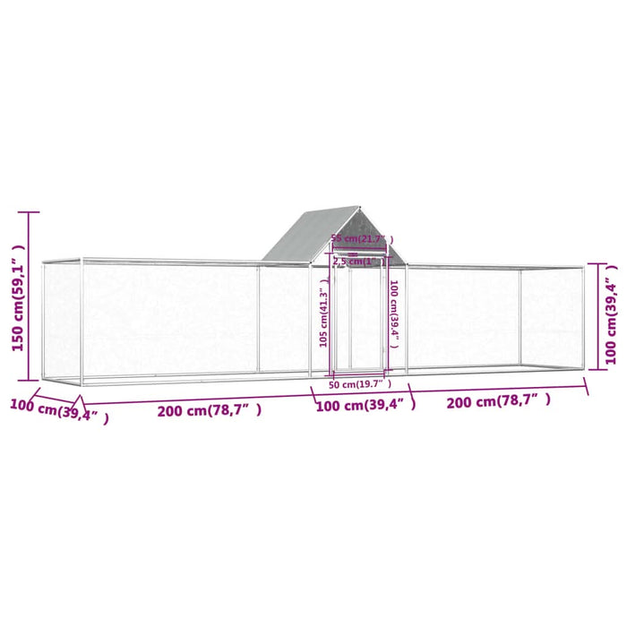 Coteț pentru păsări, 5 x 1 x 1,5 m, oțel galvanizat - WALTI WALTI
