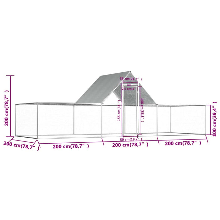 Coteț pentru păsări, 6 x 2 x 2 m, oțel galvanizat - WALTI WALTI