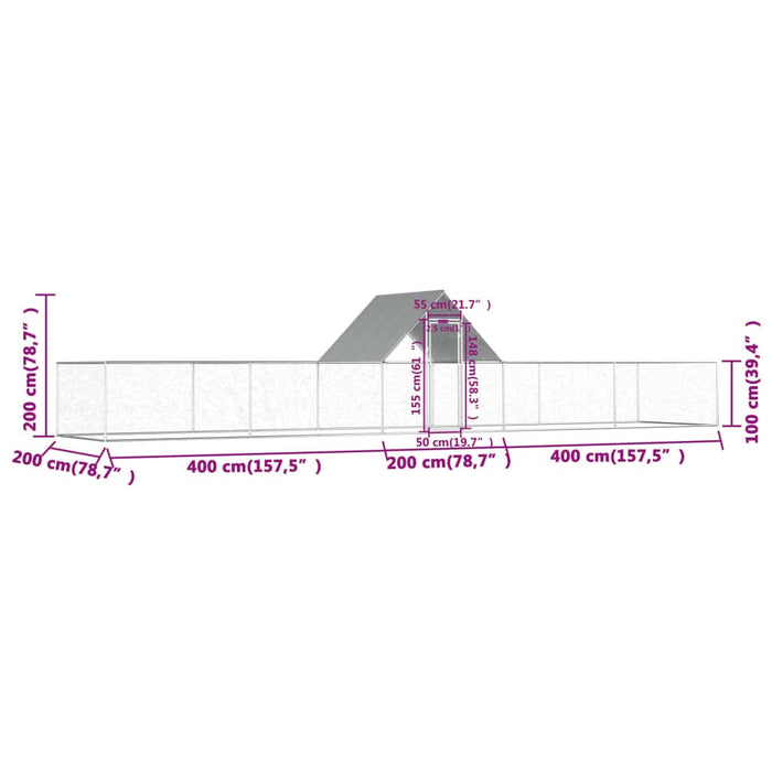 Coteț pentru păsări, 10 x 2 x 2 m, oțel galvanizat - WALTI WALTI