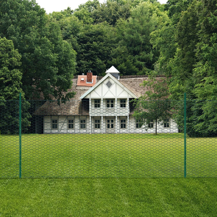 Gard din plasă de sârmă cu stâlpi, verde, 25 x 1,5 m, oțel - WALTI WALTI