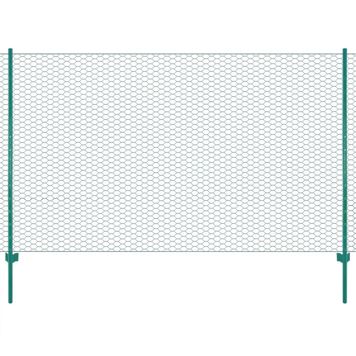 Gard din plasă de sârmă cu stâlpi, verde, 25 x 2 m, oțel WALTI