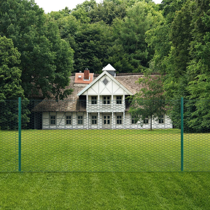 Gard din plasă de sârmă cu stâlpi, verde, 25 x 0,75 m, oțel - WALTI WALTI