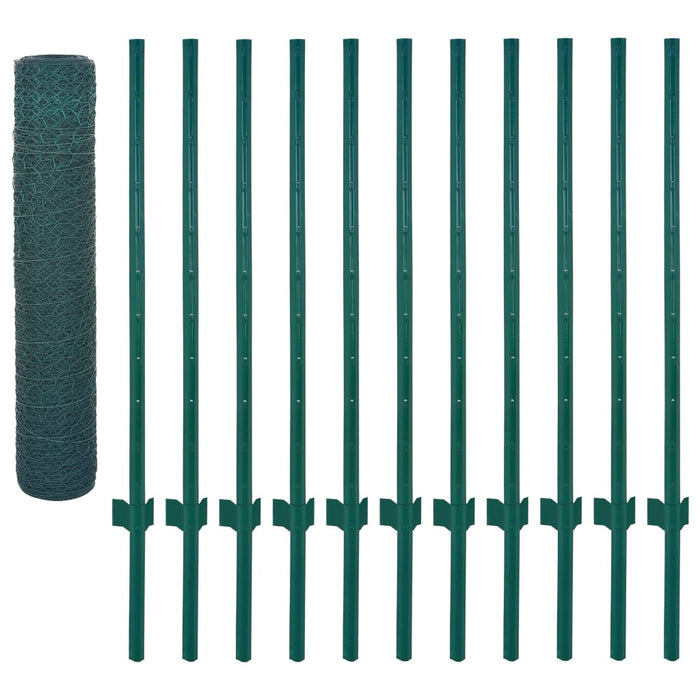 Gard din plasă de sârmă cu stâlpi, verde, 25 x 0,75 m, oțel - WALTI WALTI