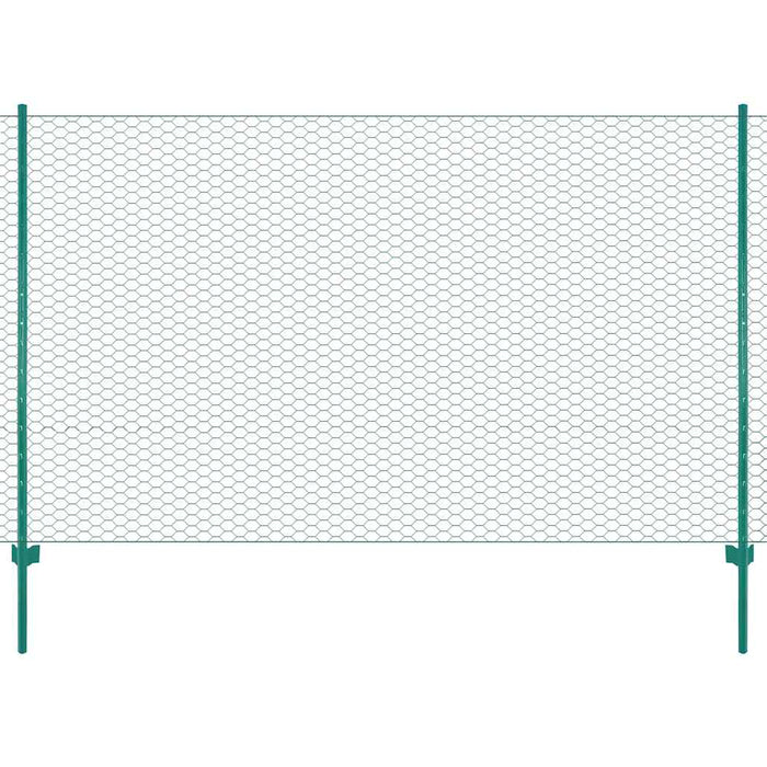 Gard din plasă de sârmă cu stâlpi, verde, 25 x 1,5 m, oțel WALTI