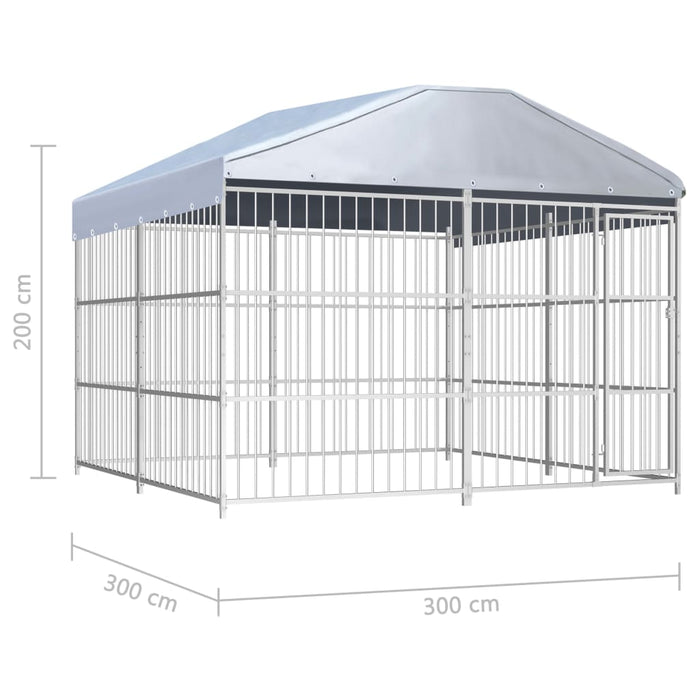 Padoc de exterior cu acoperiș pentru câini, 300x300x200 cm - WALTI WALTI