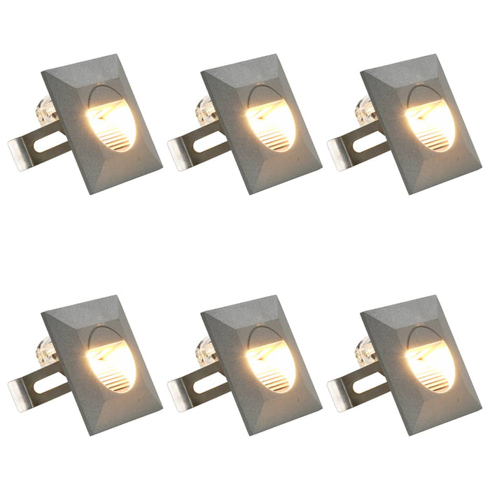 Lămpi de perete LED de exterior, 6 buc., argintiu, 2 W, pătrat - WALTI WALTI